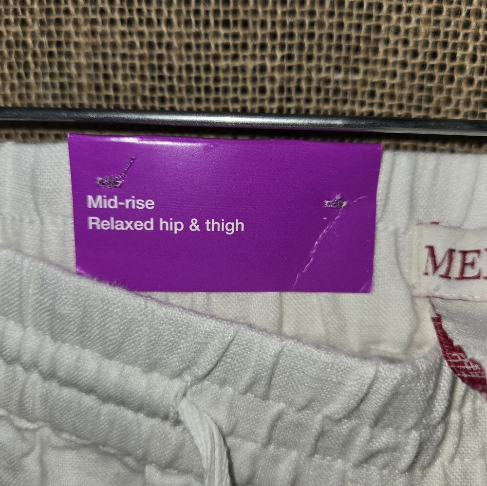 NWT Women's Merona White Midrise Relaxed Hip And Thigh Linen Pants Size XL - Picture 7 of 11